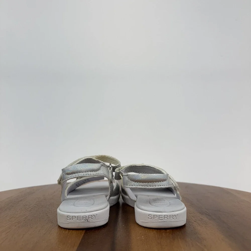 Little Kids Sperry Galley Plushwave Silver Strappy‎ Ankle Strap Sandals Size 7 C